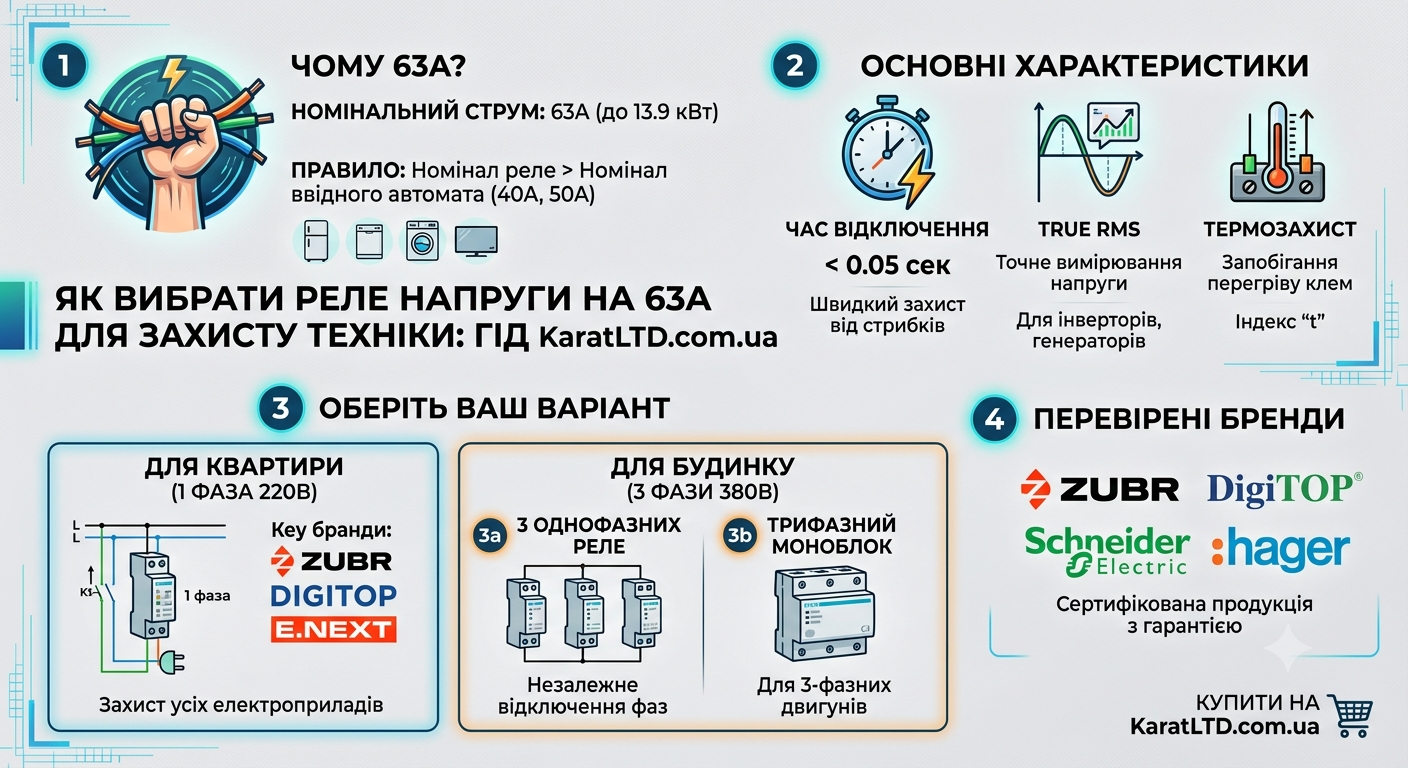 купити реле напруги на 63 ампери на Карат ЛТД